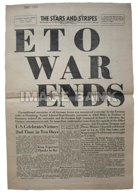 W2Ab40d- Star and Stripes Newspaper-- War Ends in Europe