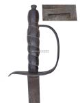 RWe126d- Officer's pattern iron hilted  officer's saber made by Loyalist James Potter of NYC 1778-84. Detail of hilt and marking