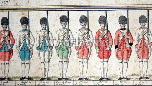 RWf308d- Grenadiers of various Spanish Infantry Regiments in 1775