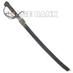 RWe142d- American Lion head officers sword with turned wooden grips used by a soldier from Massachusetts