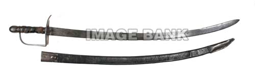RWe57ds-  American iron hilted saber made by James Potter of New York City with scabbard.Used in the Revolution by Richard Mead,