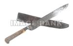 RWe114d- Rifleman's or hunting knife with stag handle and leather scabbard