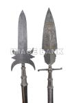 RWe115d- Brunswick sergeant's partizan and officer's spontoon. Both with Running horse emblem and cypher of Carl II of Brunswick