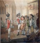 RWf317d- 1780 Watercolor Painting Of British Recruiting Party By William Henry Bunbury