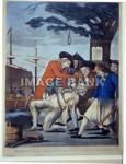 RWf17-Tea protest in Boston , British tax collector is tarred and feather and forced to drink tea